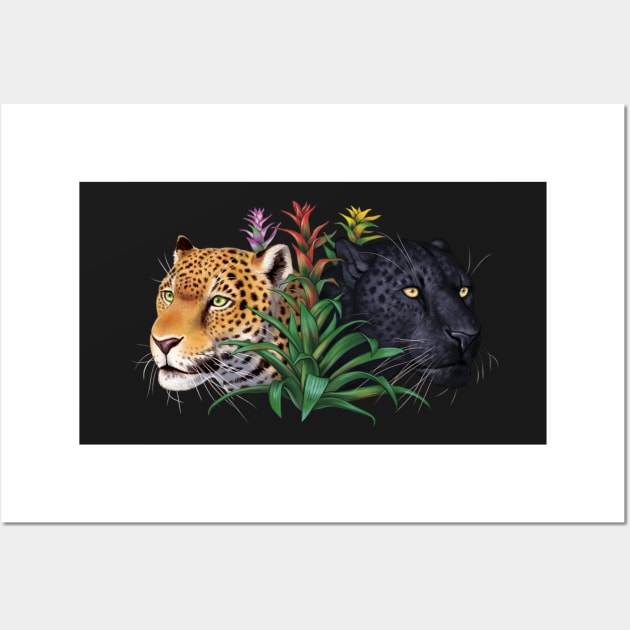 Jaguars with Bromeliads Wall Art by Pip Tacla